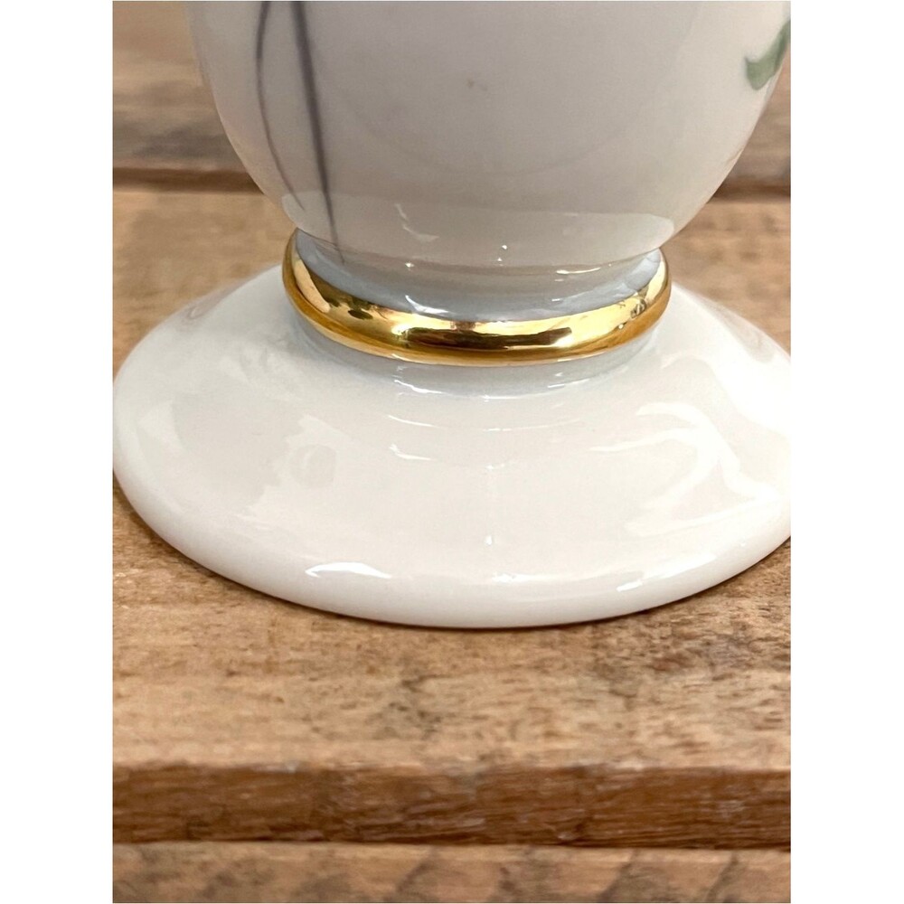 Vintage Lenox Rose Manor Fine Ivory China Bud Vase Gold Trim - Picture 4 of 5